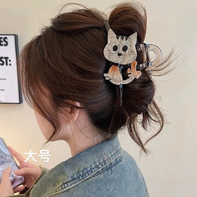 韓国アクリルグリッパー女性用 2025 新しい大型ヘアグリッパー、髪のボリュームが多め、高級感のある後頭部シャーククリップヘッドバンド|undefined