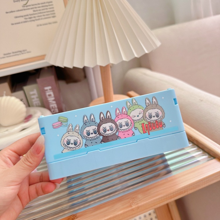 新商品の漫画の周辺の布の折り畳み可能な収納ケースの少女の心のデスクトップの化粧品の口紅の雑物の整理箱