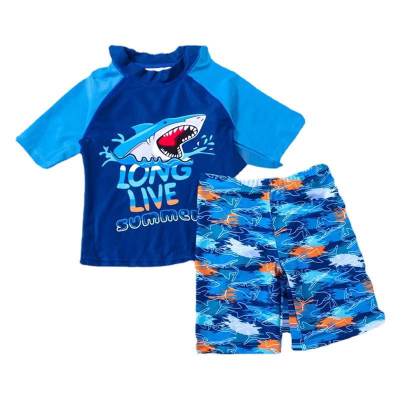 Детские купальники Купальники с разрезом для мальчиков для студентов среднего и старшего возраста Горячие весенние Мультяшные Детские раздельные солнцезащитные купальники