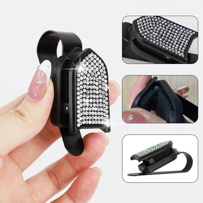 Car Glasses Clip/Bill Clip — Rhinestone Car Document Holder, Car