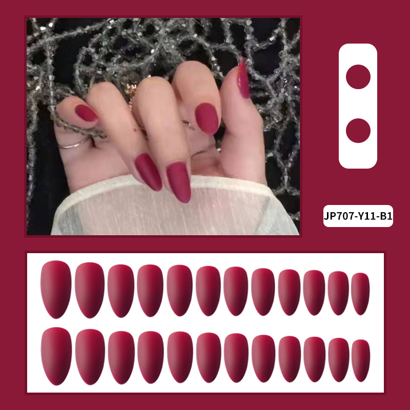 Uñas de uñas de color sólido, uñas largas puntiagudas, uñas de uñas mate mate, parches de uñas falsas, productos terminados al por mayor image 18