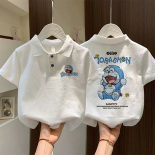 Children's Pure Cotton Short-Sleeved Polo Collar Boys Half-Sleeved 2025 Summer New Pure Cotton T-Shirt Boys' Student Tops