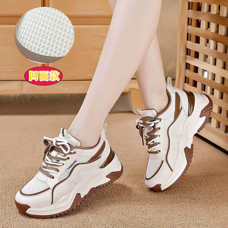 Женская обувь для папы, весенне-летняя новая популярная спортивная обувь на мягкой подошве, увеличивающая рост, универсальная студенческая модная обувь для кампуса для женщин