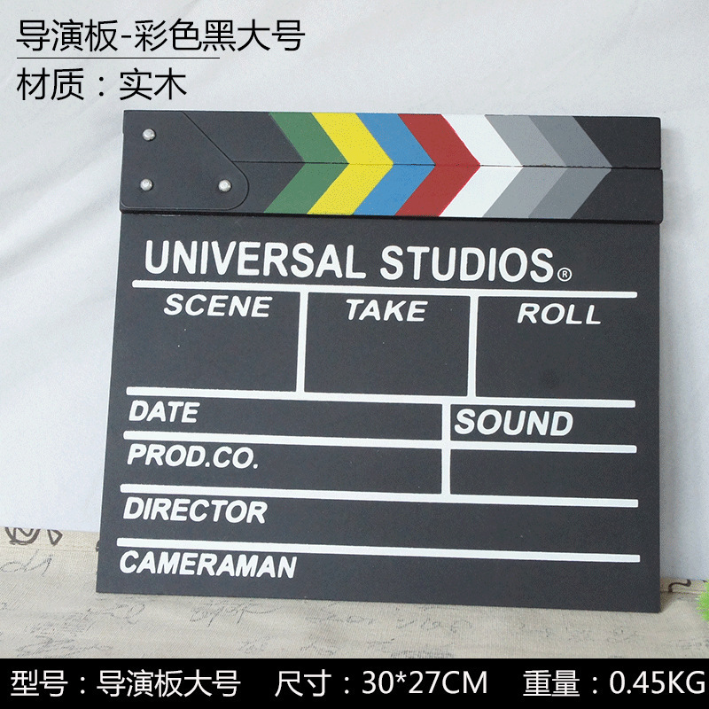 Authentic Wooden Director's Board with English and Chinese Text, New Model for Filming Videos and Movies, City Location Board, Live Broadcast Background or Opening Title