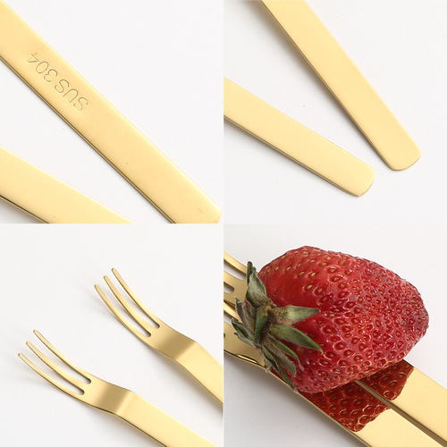 Cross-border Amazon 304 stainless steel fruit fork set creative 6-piece fruit fork dessert fork mooncake fork