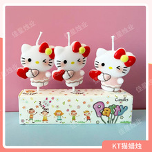 跨境KT猫蜡烛情人节蛋糕装饰可爱风生日蜡烛插件520爱心情侣蜡烛