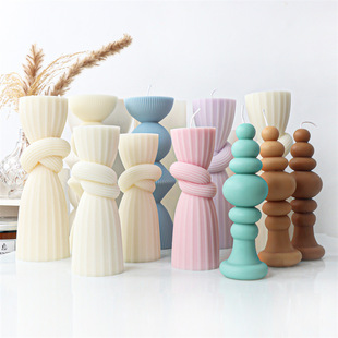 New silicone knotted double-section striped candle mold geometric shaped cylindrical vertical striped aromatherapy plaster model manufacturers spot
