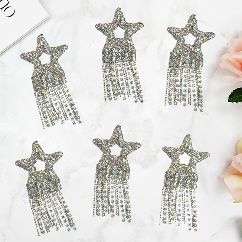 新款五角星烫钻贴创意星星烫钻烫图水钻流苏五角星diy服饰配件
