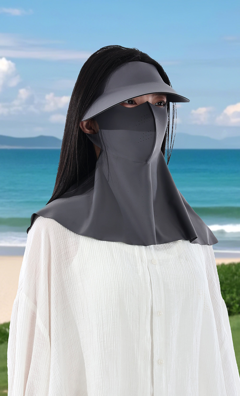 【中国直邮】 GoloveJoy 夏季新款 遮阳防晒帽 冰丝透气 防紫外线 可拆卸 豆沙粉/套