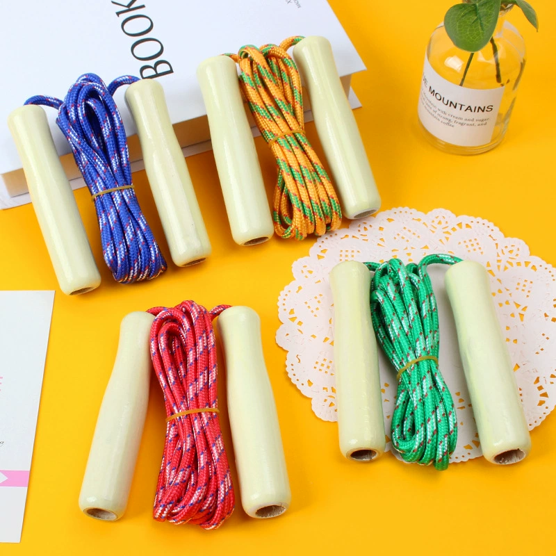 Студенческие спортивные скакалки с деревянной ручкой для взрослых и детей соревнования Скакалка Спорт Фитнес Скакалка деревянная гоночная хлопковая веревка оптом