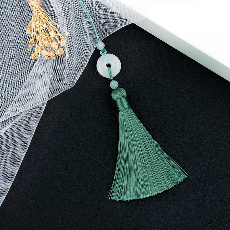 New simple and elegant Chinese style tassels, vertical green jade plate tassels, cheongsam press lapel hanging ornaments tassels
