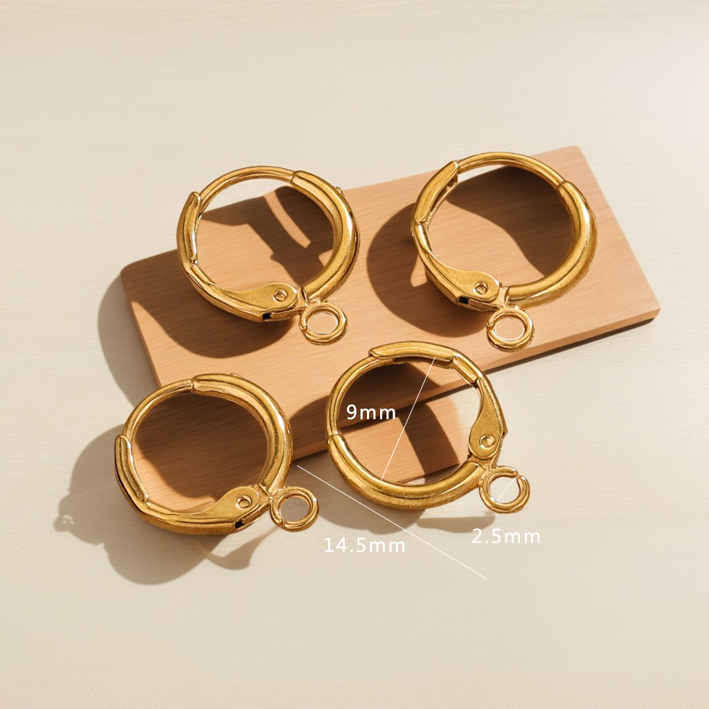 Acero inoxidable recubierto de oro de 18 quilates gancho francés redondo de un solo orificio gancho para la oreja anillo de la oreja diy aretes hechos a mano aretes dorados