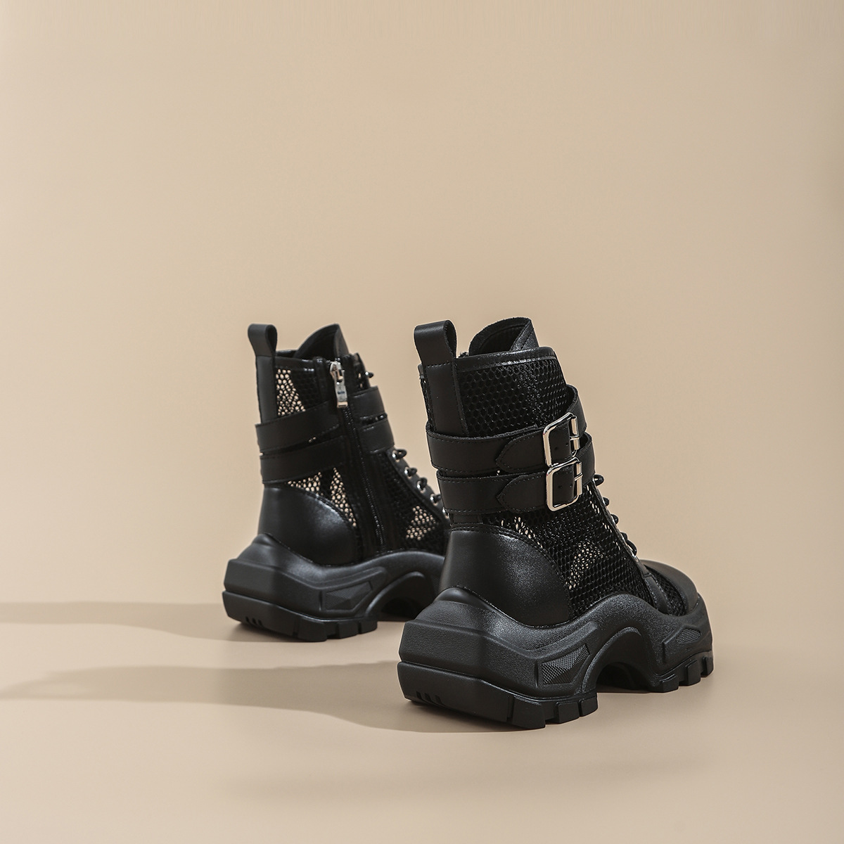 Sports thick-soled Martin boots women's summer thin 2023 new thick-soled mesh hollow breathable boots mesh boots sandals_voghion.com