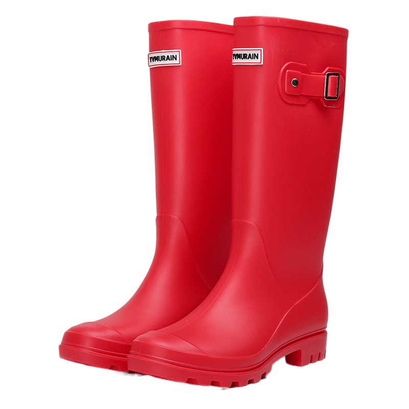 Fashionable Rain Boots for Women, High-Top Non-Slip Wellington Adult Outdoor Waterproof Rain Shoes, Long Rain Boots