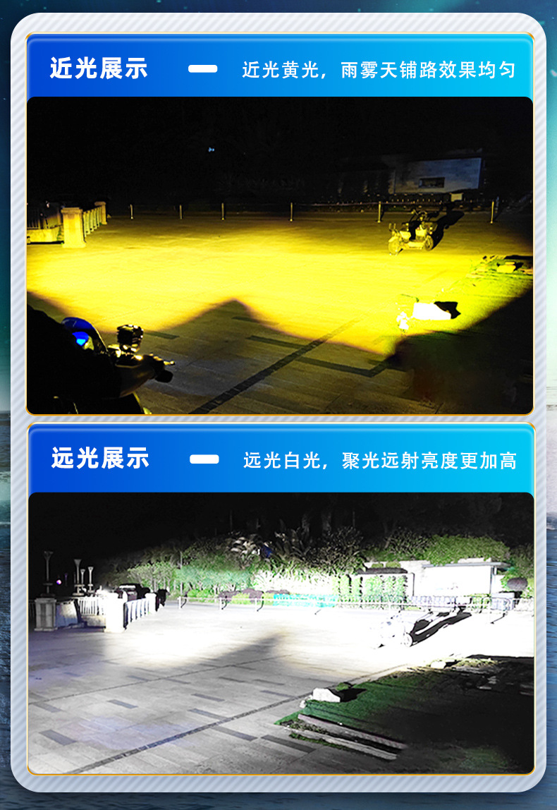 Private model motorcycle spotlight led strong light super bright battery car modification auxiliary shop street lamp laser headlight