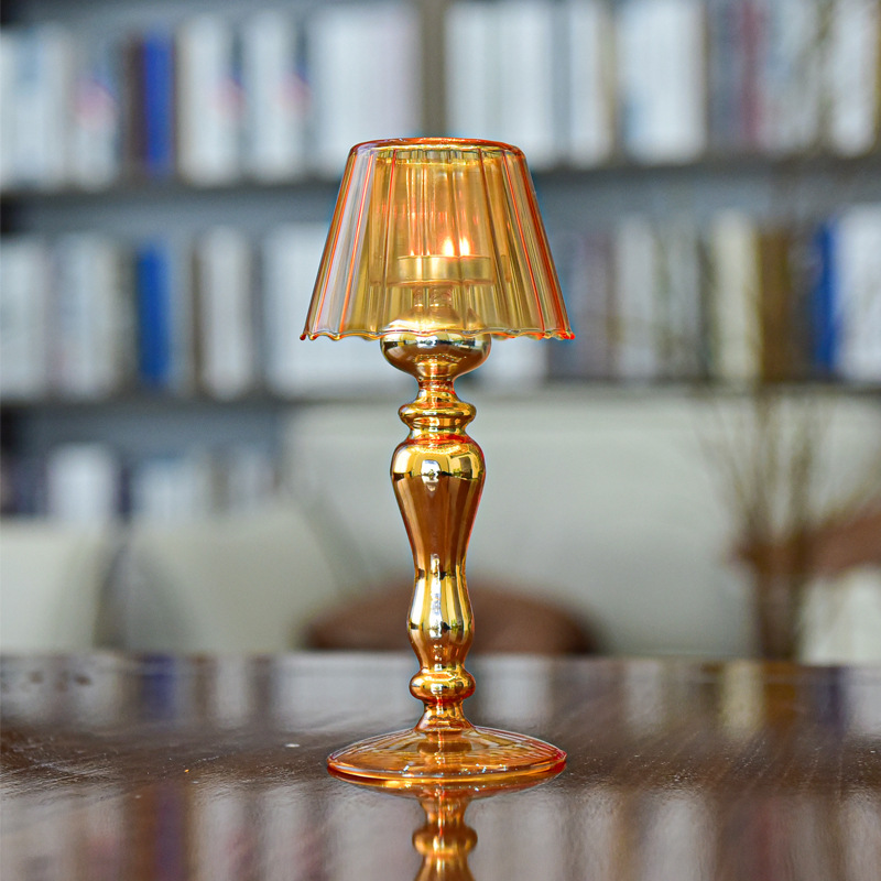 Lámpara de mesa de cristal de estilo europeo forma candelabro boda hogar creativo decoración restaurante cena lámpara candelabro