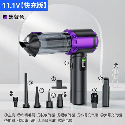 Tozsoranlar, Car-Mounted Digital Display Vacuum Cleaner - 6709ablack-and-purple-light-dust-display-3-levels-17000pa25h-fast-charge-suction-and-blow-set