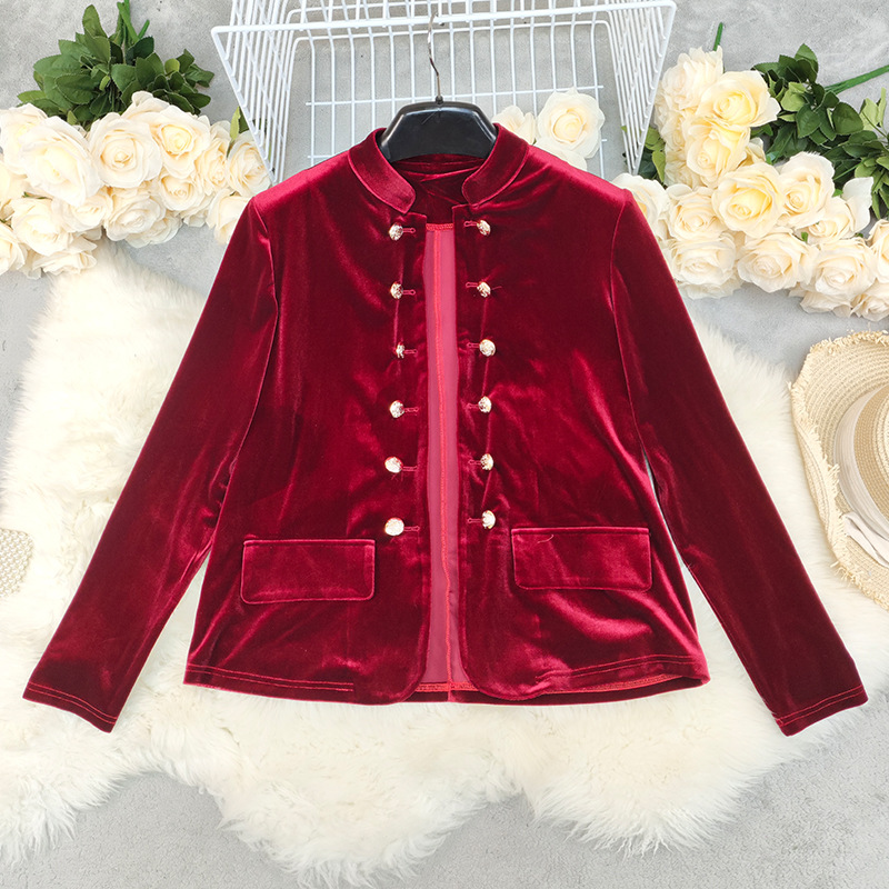 Autumn Winter Retro Solid Color Double Breasted Jacket