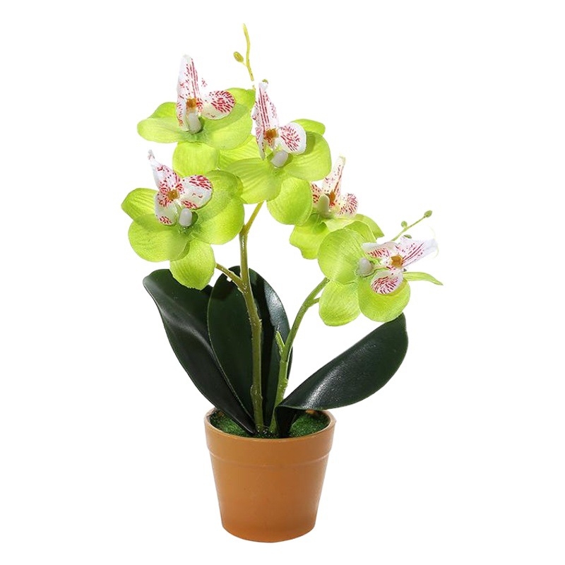 Flor artificial doble tenedor Phalaenopsis bonsai suministro directo de fábrica orquídea creativo interior pequeño columpio artificial planta verde artificial flor artificial al por mayor