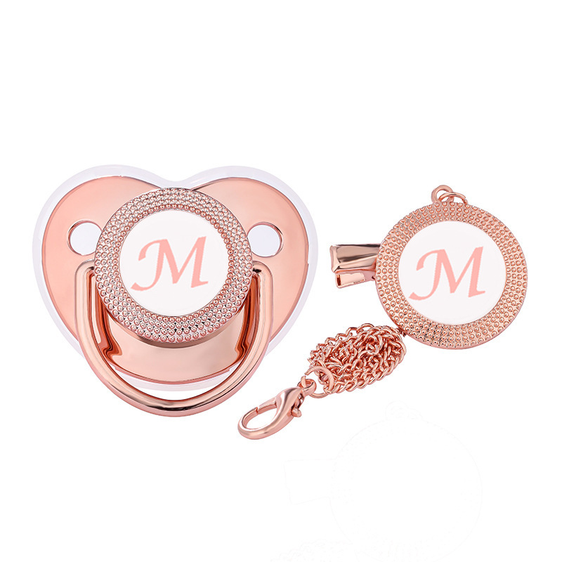AliExpress Amazon Rose Gold 26 English Alphabet Baby Pacifier Baby Name Soothing Play Mouth
