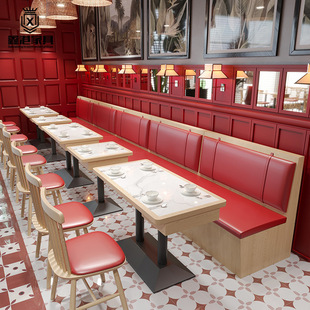 Commercial Restaurant Milk Tea Shop Solid Wood Table and Chair Combination Cafe Dessert Shop Catering Table and Chair Combination Windsor Chair