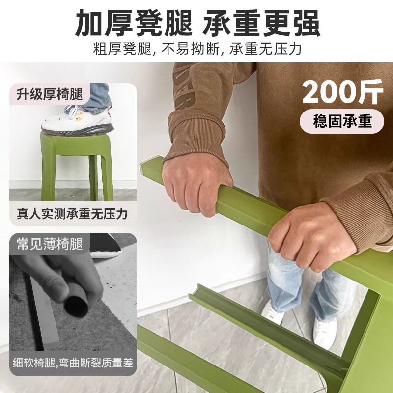 特厚旋风凳子家用客厅高脚凳可叠放现代简约圆凳塑料高凳餐桌椅子|undefined