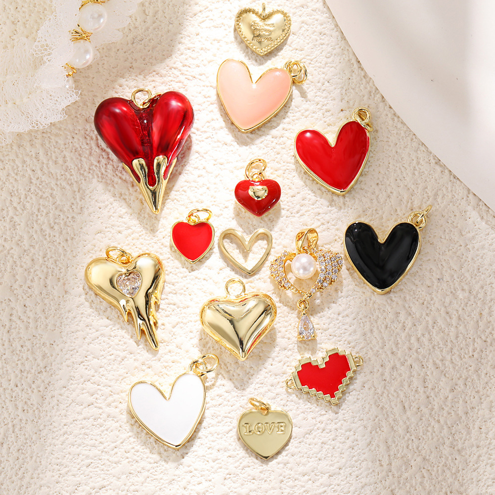 1 Pieza 20x21mm Cobre Perla Circón Forma De Corazón Colgante display picture 1