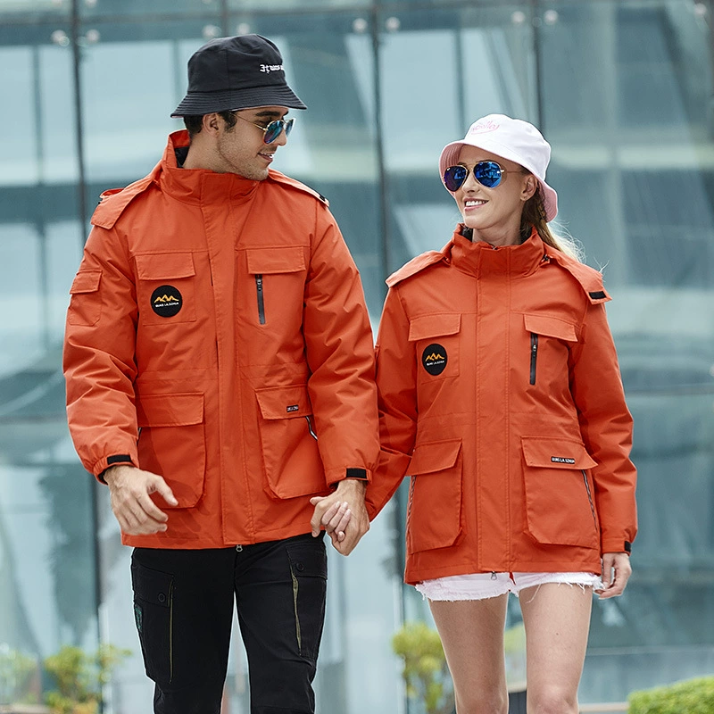 Уличная одежда для спешки Костюм для альпинизма для пар Мужской и женский Съемный пуховик «Три в одном» на флисовой подкладке Утолщенный теплый водонепроницаемый