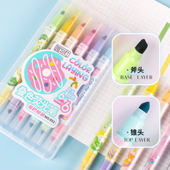 Double-headed, multi-color fluorescent marker pen with magical creative colors for doodling and journaling. Student highlighter pens in PP box with multiple colors.
