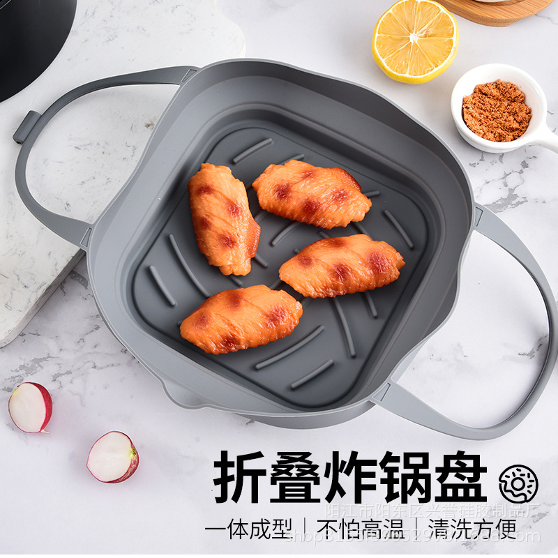 Nueva Plaza plegable freidora de aire para hornear molde para hornear estera de silicona de grado alimenticio reutilizable resistencia a altas temperaturas