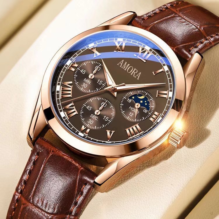 Cross-Border Foreign Trade New Model Xiangshiman Amora Men's Business Belt Quartz Watch Wholesale Dropshipping