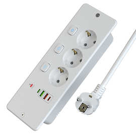 跨境欧式嵌入式插座中亚欧洲专用孔排插PD20W+QC3.0快充独立开关