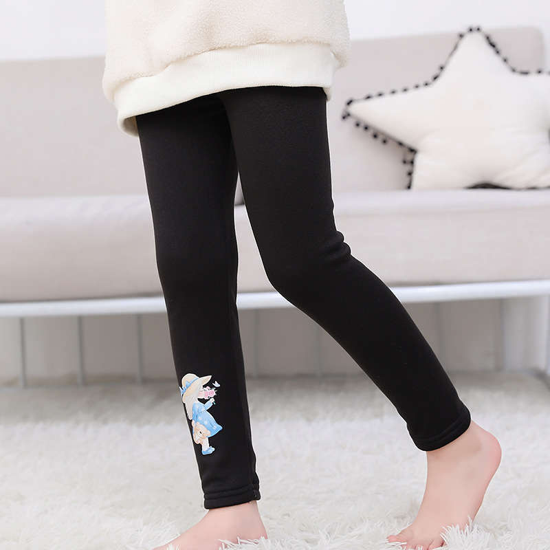 Polainas para niños niñas Otoño e Invierno forradas de lana engrosada polainas de terciopelo de una pieza para niños pantalones calientes pantalones de algodón para bebés