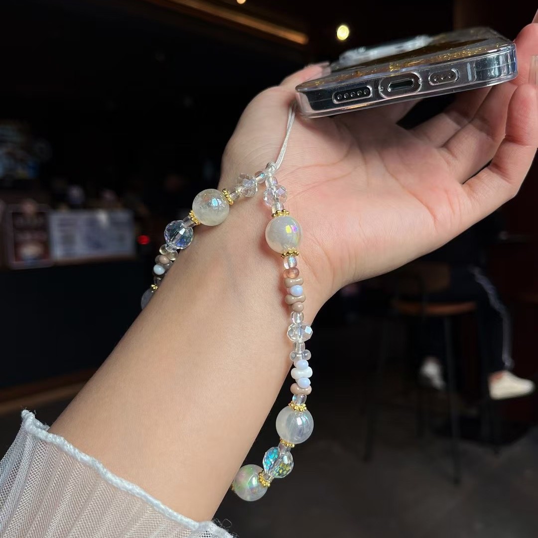 Color caramelo, cordón fresco para teléfono móvil, cadena al por mayor, cuentas, cuentas mixtas, bricolaje, colgante simple hecho a mano, cristal lindo