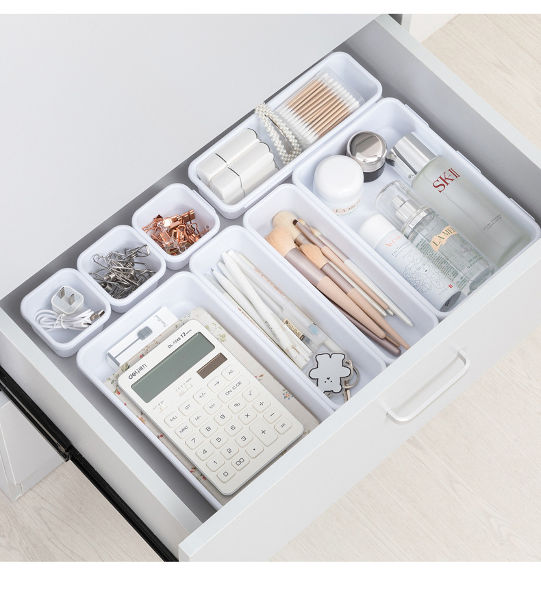 Cross-border drawer storage partition box set desk built-in stationery and sundries cosmetic finishing box compartment storage box