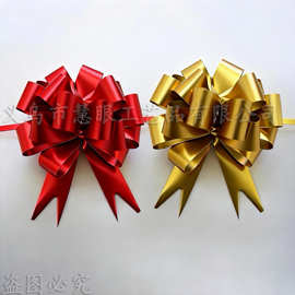 新款多节手拉花镀铝亚光鲜花礼品包装懒人花结高档拉花婚车装饰