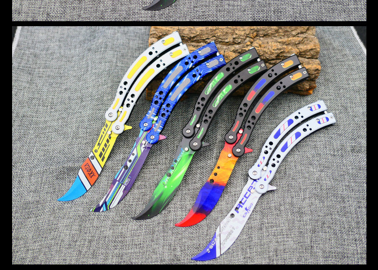 3D Butterfly Game Peripheral Practice CSGO Curved Knife Unsharpened Trainer Claw Swing Hand Outdoor Training_desvips.com