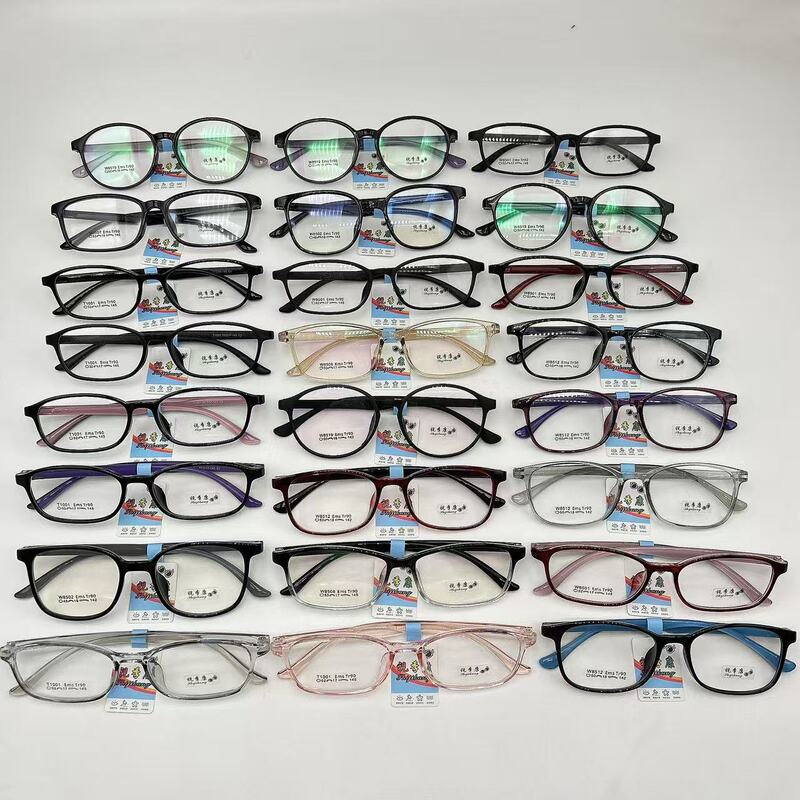 Korean Style Black Colorful Ultra-Light Tr90 Glasses Frame for Male and Female Students, Versatile Square and Round Myopia Glasses Frame Mixed Batch