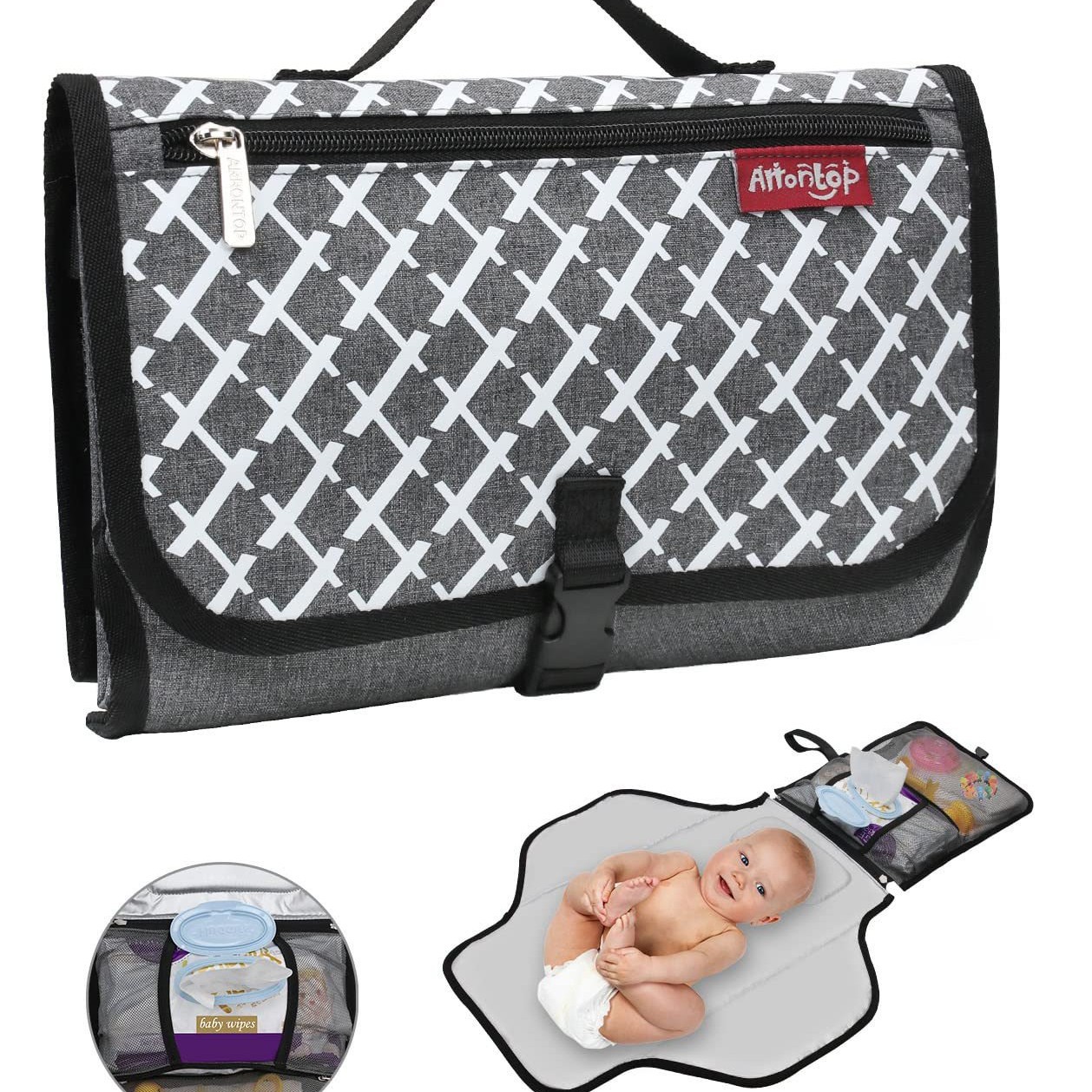 Cojín transfronterizo del pañal del bebé cojín del pañal del tejido portátil al aire libre bolsa de pañales de almacenamiento multifuncional