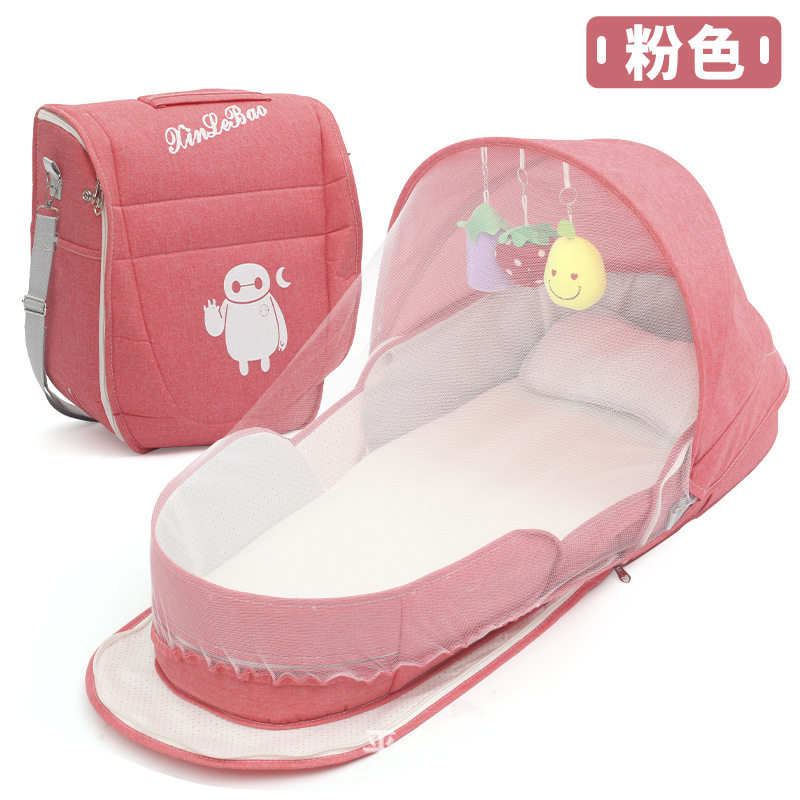 Bolsa multifuncional para mamás, bolsa de cama plegable portátil para bebés, cama extensible de gran capacidad, bolsa de moda para madres y bebés, mochila cama image 7
