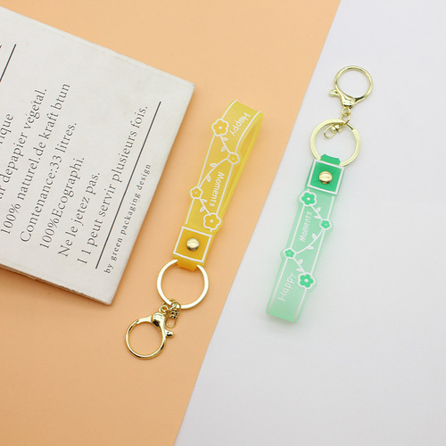 Transparent happy leather rope key chain pendant accessories wholesale doll cute soft pvc key chain diy accessories