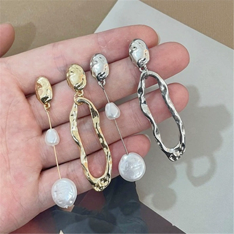 Серебряная игла, асимметричные модные серьги из жемчуга, серебро 925 образец