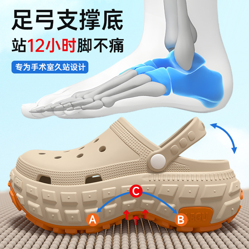 Arch Support Perforated Shoes for Men, Summer Outdoor Wear, 2025 New Model, Thick-Soled, Non-Slip, Odor-Resistant, Wear-Resistant Sandals for Men