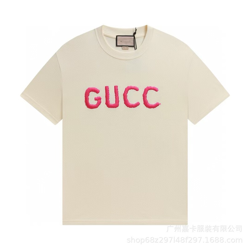 クロスボーダーハイエンドGファミリーTシャツラウンドネックフロントロゴ柄シリーズカジュアル男女同型半袖Tシャツ|undefined