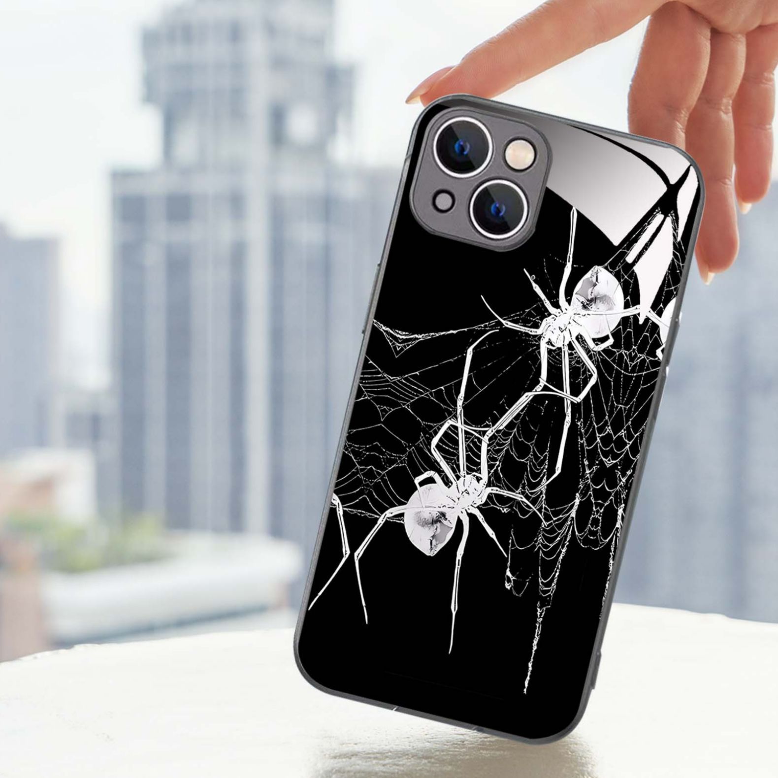 Personalized Dark Spider Phone Case For Business Men Black Glossy_voghion.com