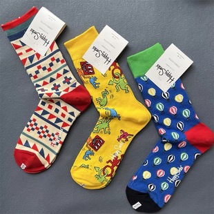HappySocks��ɫ�m����ʿins���W�t�ͨ�r����Ͳ�⴩���^���m��