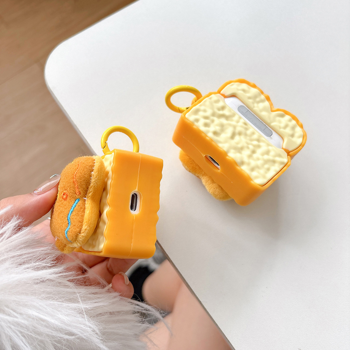 Pan de jengibre para hombre tostado para AirPods Pro 1 / 2 generación cubierta de auriculares Bluetooth 3 / 4 portátil