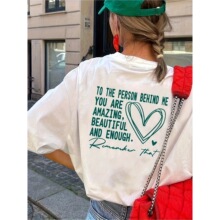 【欧码棉T】纯棉女装图案印花短袖T恤116白色黑色欧美舒适休