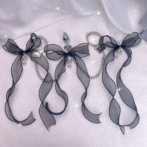 Glowing anal plug palace bell cute love lace bow sm female punishment anal plug nipple clamp teasing tool