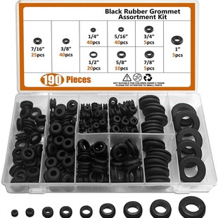 190Pcs Black Rubber Grommet Combination Kit, 9 Sizes Eyelet Ring Gasket, Cross-Border Hot Selling Combination